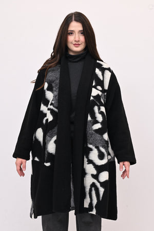 Cappotto ovetto bordo - Bianco / Nero