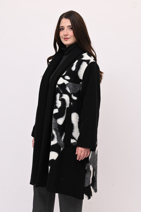 Cappotto ovetto bordo - Bianco / Nero