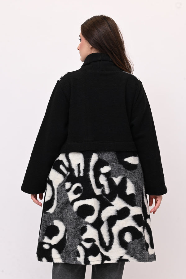 Cappotto ovetto bordo - Bianco / Nero