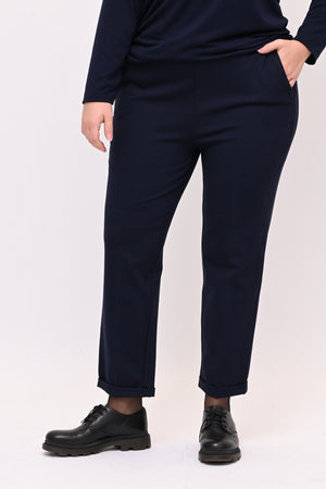 Pantaleggins punto milano risvolto - Blu