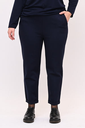 Pantaleggins punto milano risvolto - Blu