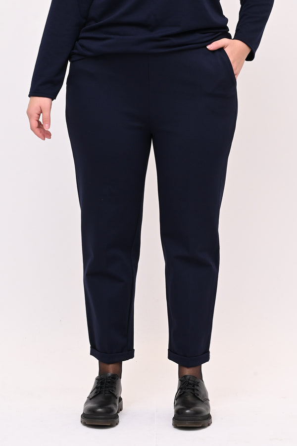 Pantaleggins punto milano risvolto - Blu