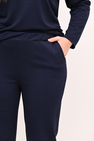 Pantaleggins punto milano risvolto - Blu