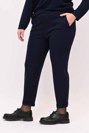 Pantaleggins punto milano risvolto - Blu