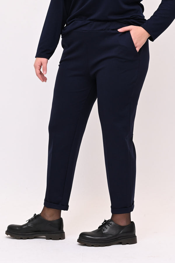 Pantaleggins punto milano risvolto - Blu