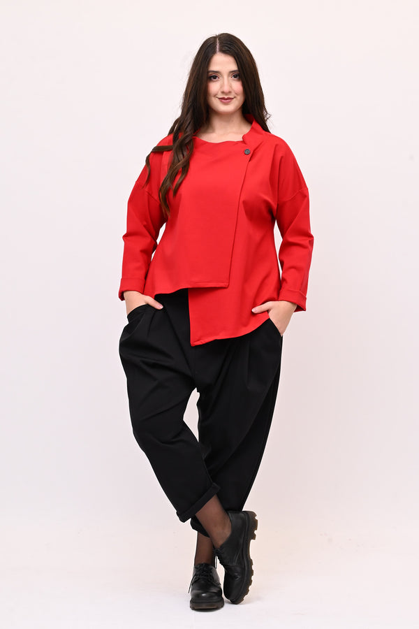 Pantalone pinces cavallo basso - Nero