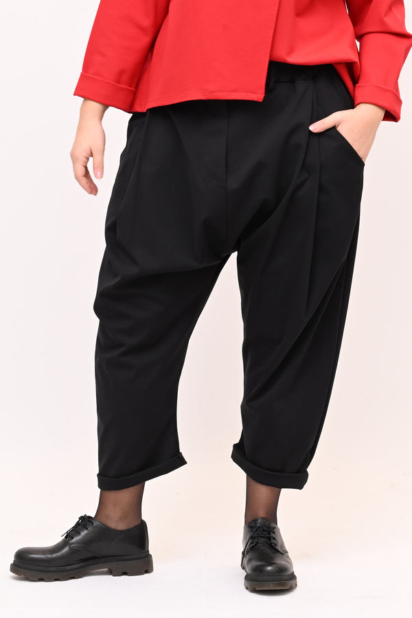 Pantalone pinces cavallo basso - Nero