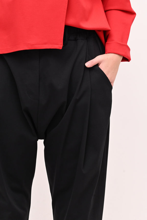 Pantalone pinces cavallo basso - Nero