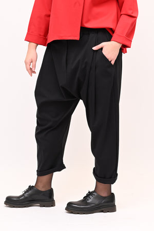 Pantalone pinces cavallo basso - Nero