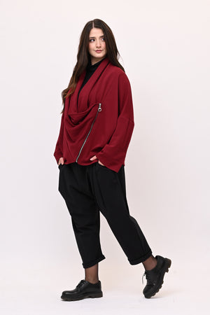 Giacca collo sciallato zip - Vino