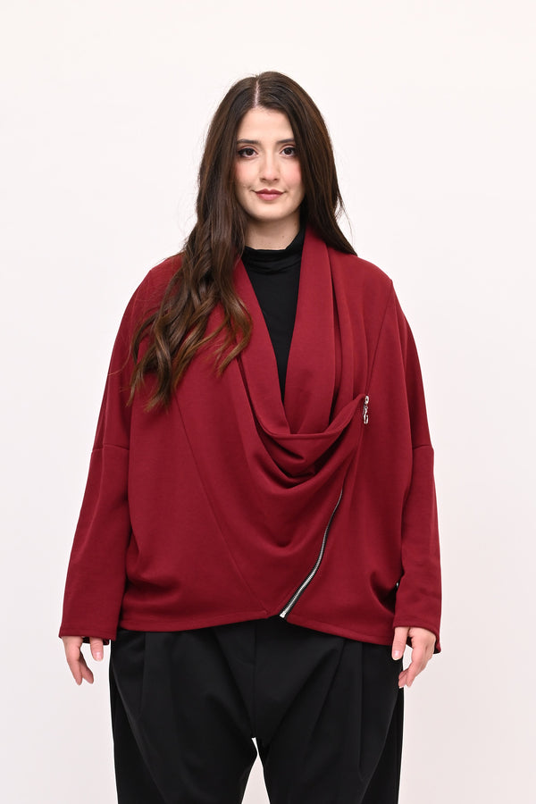 Giacca collo sciallato zip - Vino