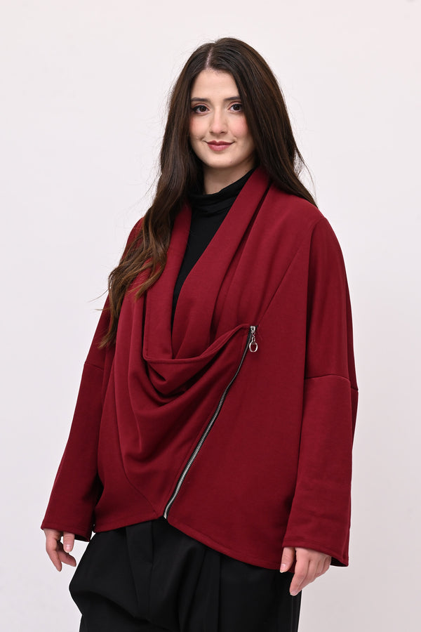 Giacca collo sciallato zip - Vino