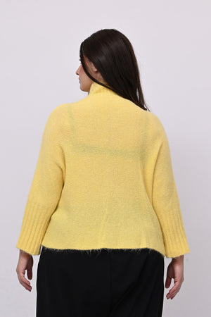Maglia mohair manica coste lupetto - Giallo