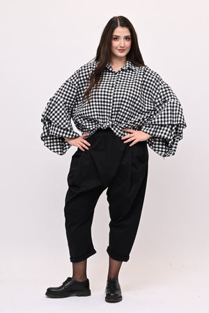 Camicia quadri nodo - Bianco / Nero