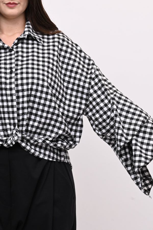 Camicia quadri nodo - Bianco / Nero