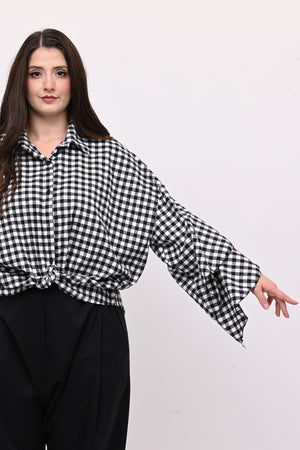 Camicia quadri nodo - Bianco / Nero