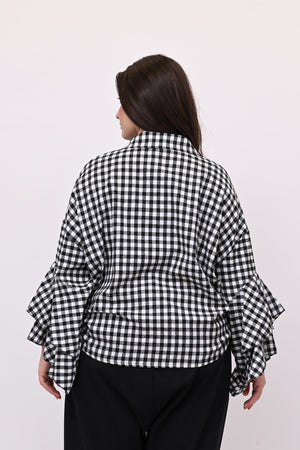 Camicia quadri nodo - Bianco / Nero