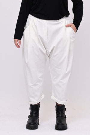 Pantalone pinces cavallo basso - Bianco