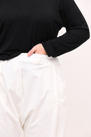 Pantalone pinces cavallo basso - Bianco