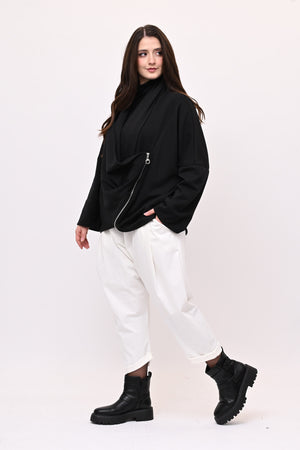 Giacca collo sciallato zip - Nero