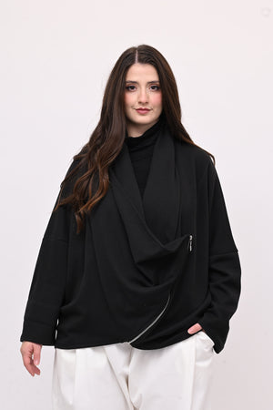 Giacca collo sciallato zip - Nero