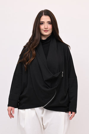 Giacca collo sciallato zip - Nero