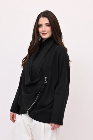 Giacca collo sciallato zip - Nero