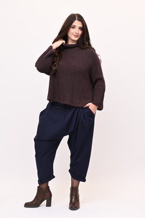 Pantalone pinces cavallo basso - Blu