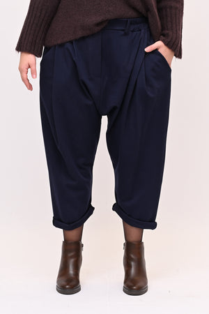 Pantalone pinces cavallo basso - Blu