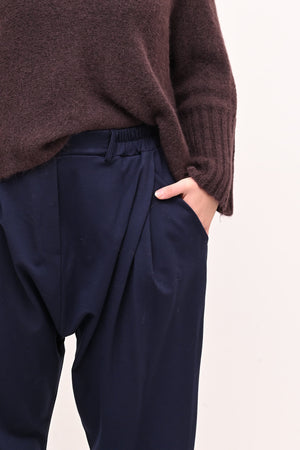 Pantalone pinces cavallo basso - Blu