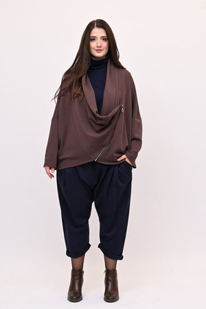 Giacca collo sciallato zip - Moro