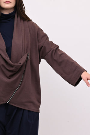 Giacca collo sciallato zip - Moro