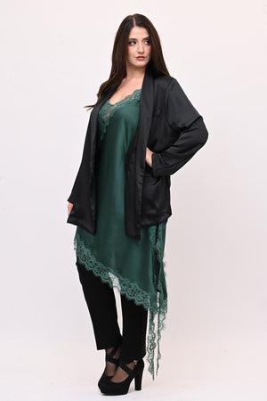 Top raso pizzo punta - Verde bottiglia