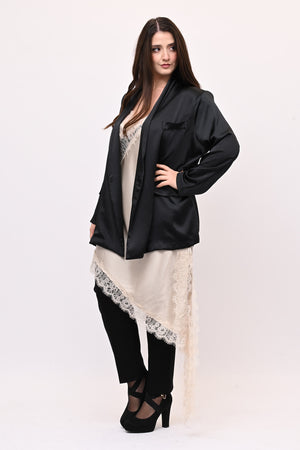 Top raso pizzo punta - Avorio