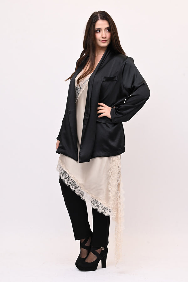 Top raso pizzo punta - Avorio