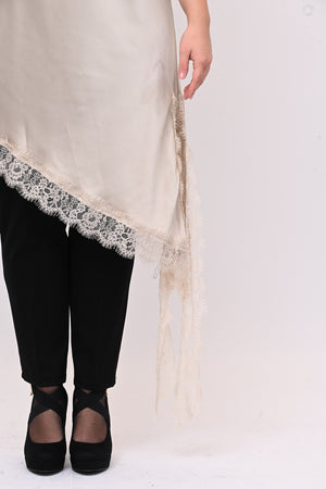 Top raso pizzo punta - Avorio