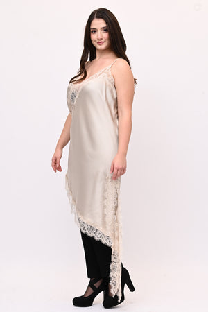 Top raso pizzo punta - Avorio