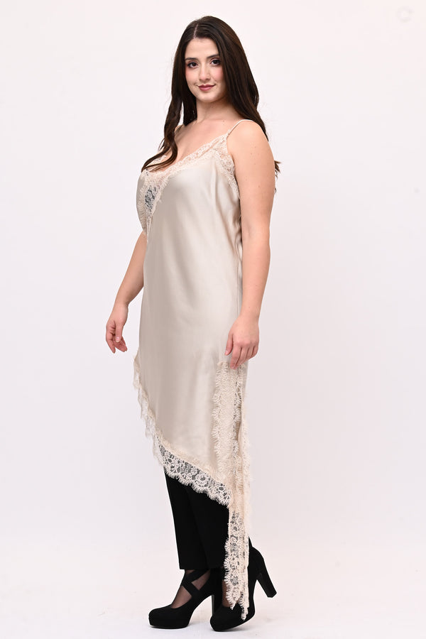 Top raso pizzo punta - Avorio