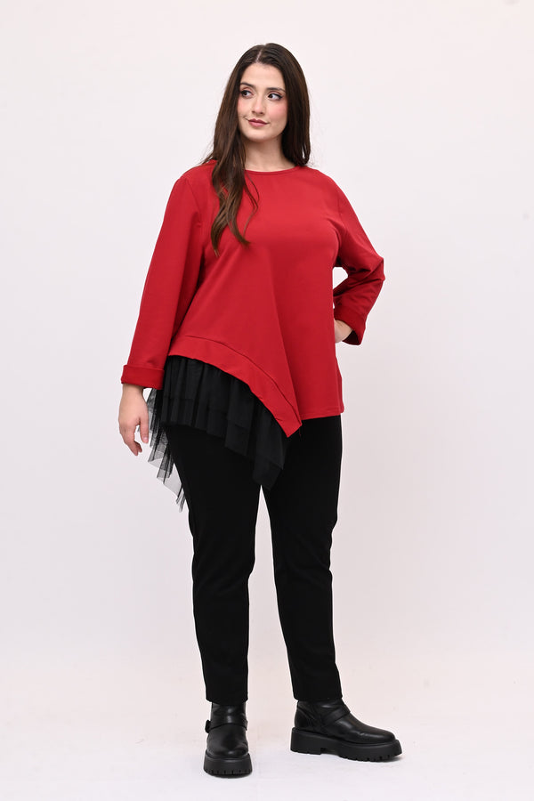 Felpa balza tulle - Rosso