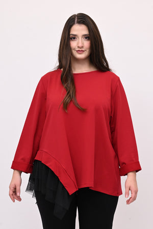 Felpa balza tulle - Rosso