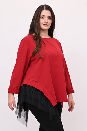 Felpa balza tulle - Rosso