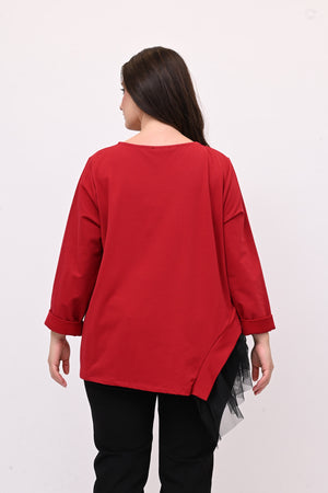 Felpa balza tulle - Rosso