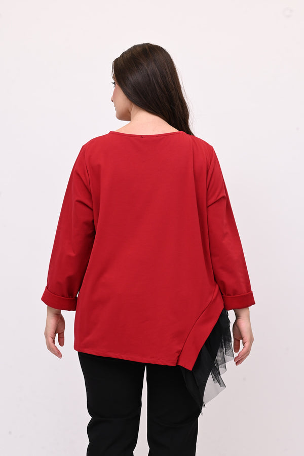 Felpa balza tulle - Rosso