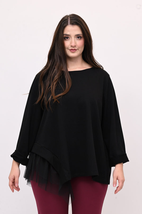 Felpa balza tulle - Nero