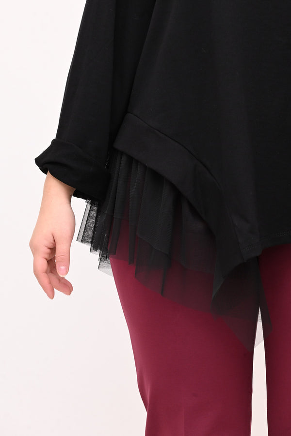 Felpa balza tulle - Nero