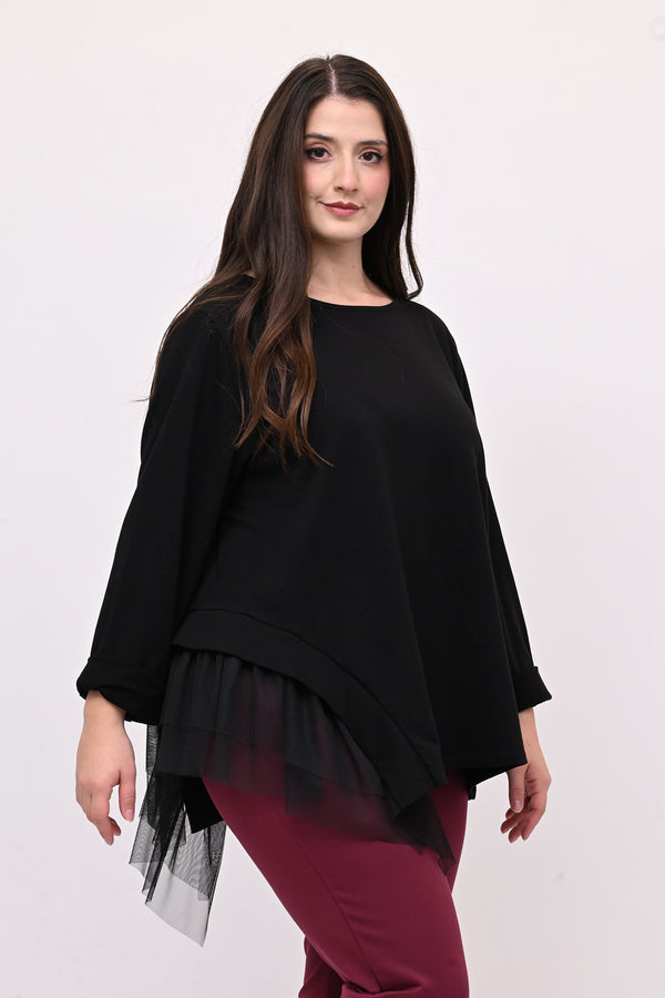 Felpa balza tulle - Nero