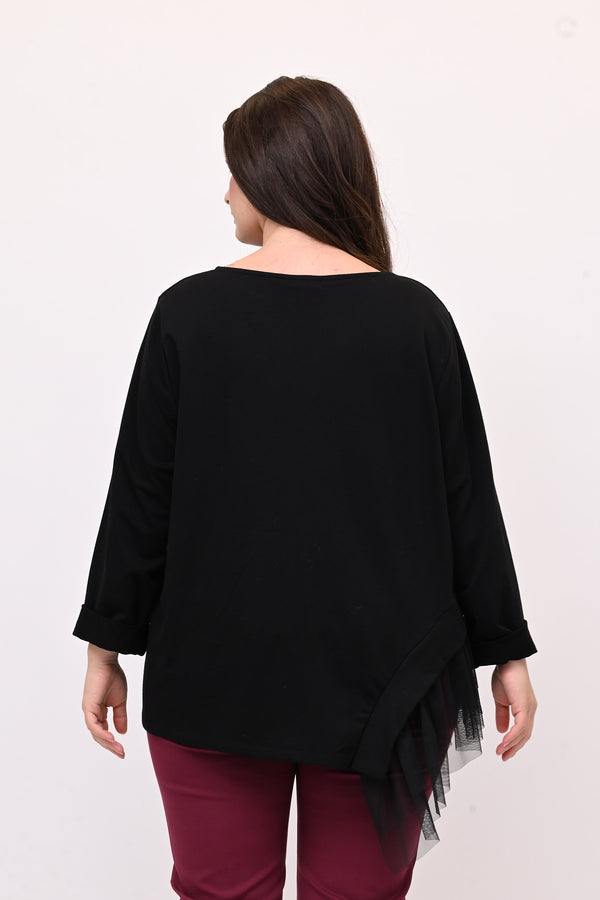 Felpa balza tulle - Nero