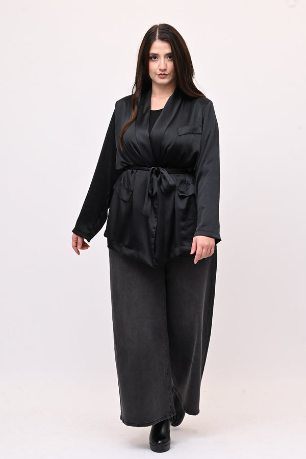 Giacca pigiama raso - Nero