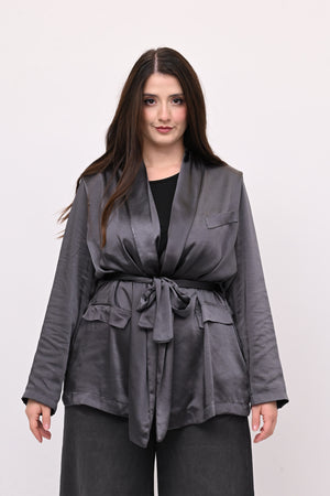 Giacca pigiama raso - Piombo