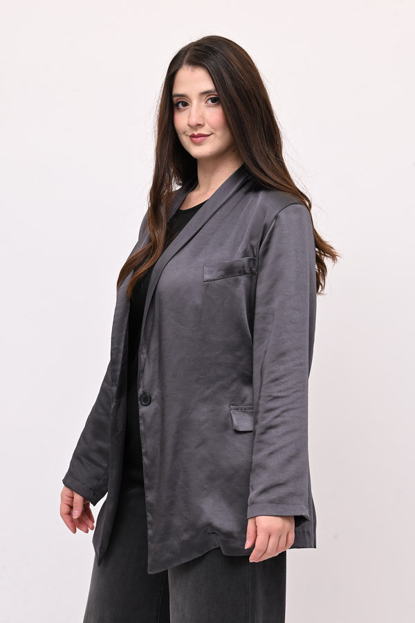 Giacca pigiama raso - Piombo